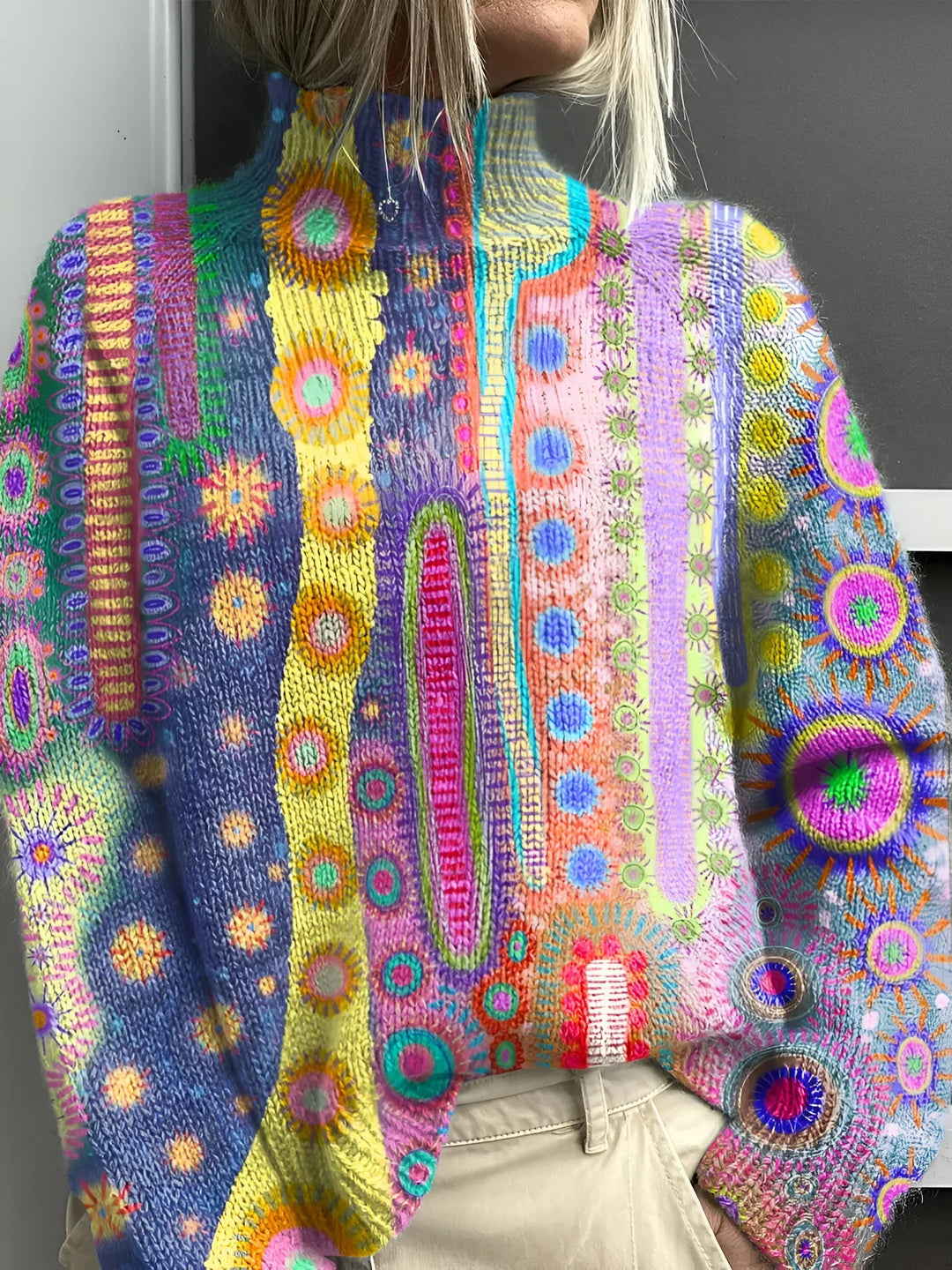 Daphne | Bunte Strickrollkragenpullover für Damen mit langen Ärmeln