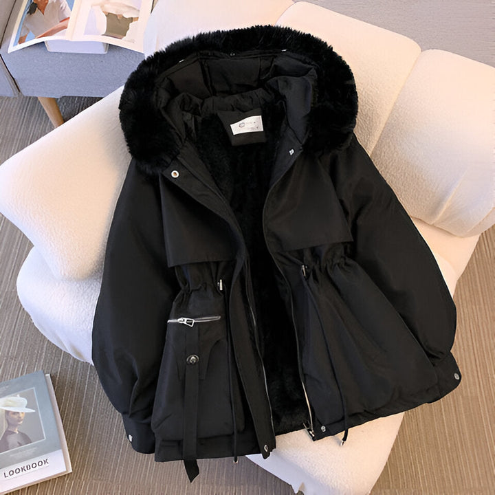 Olivia | Eleganter Wintermantel für Damen mit Kapuze und langen Ärmeln
