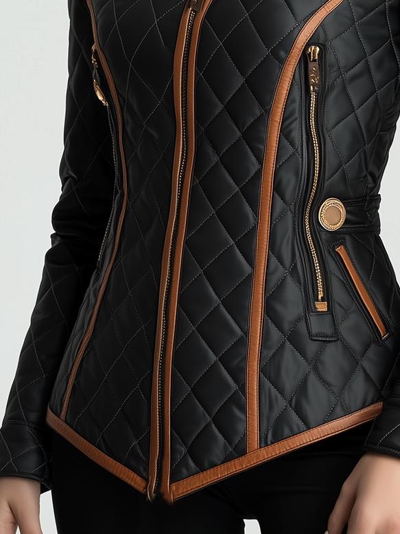 Lily | Diamantgesteppte, wattierte Jacke für Damen mit Stehkragen