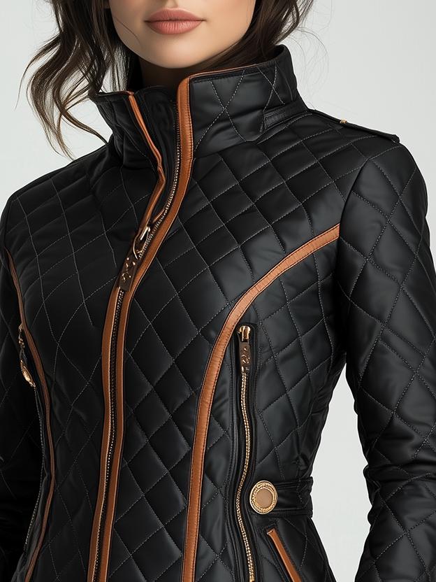 Lily | Diamantgesteppte, wattierte Jacke für Damen mit Stehkragen