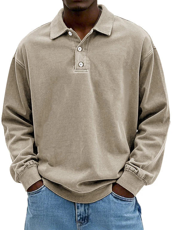 William | Vintage Langarm-Polo Poloshirt für Herren