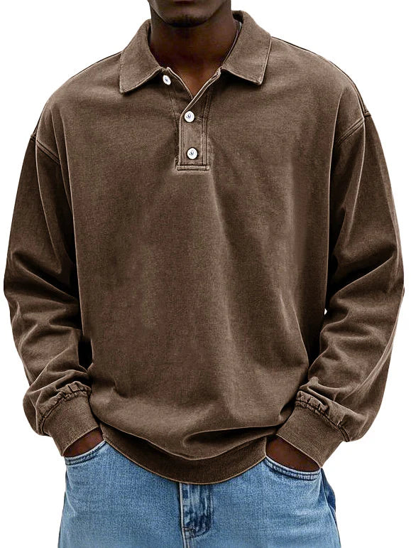 William | Vintage Langarm-Polo Poloshirt für Herren