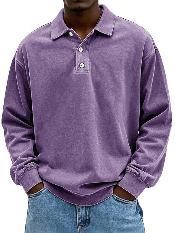 William | Vintage Langarm-Polo Poloshirt für Herren
