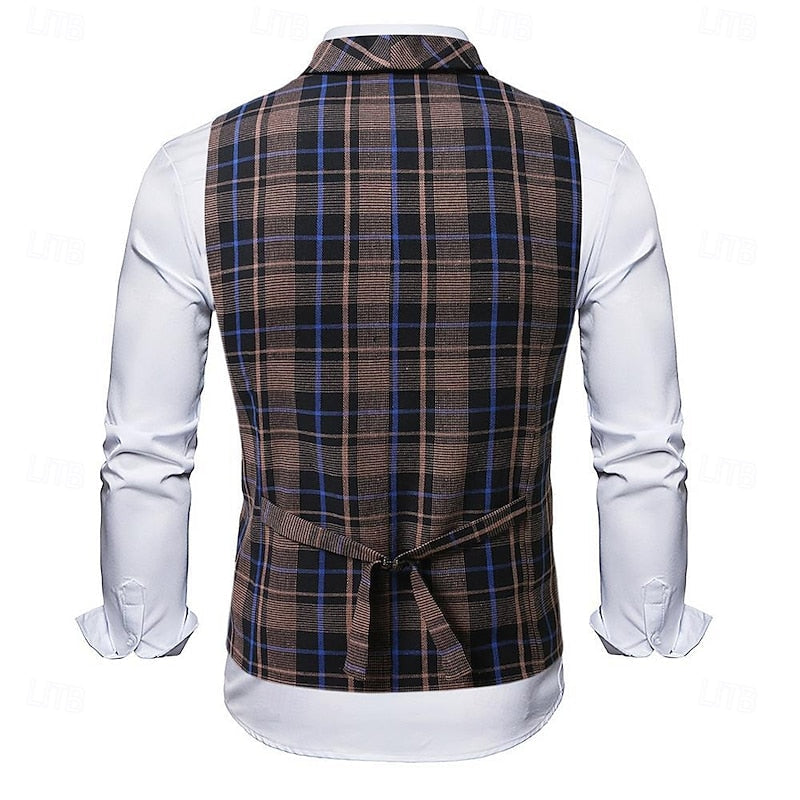Liam | Herren Karo-Weste mit Taschen und Knöpfen