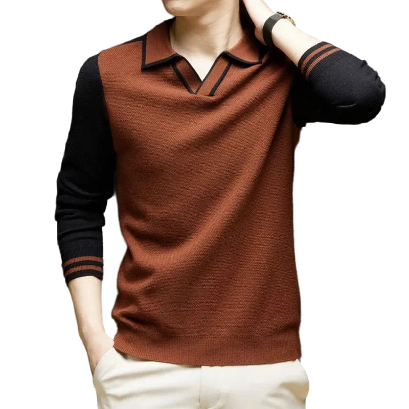 Herren Langarm-Polo-Pullover