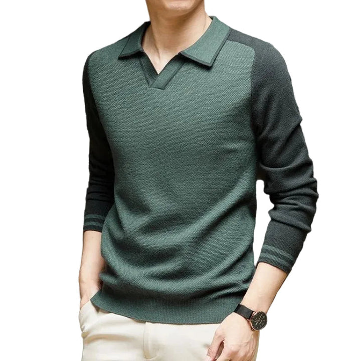 Herren Langarm-Polo-Pullover