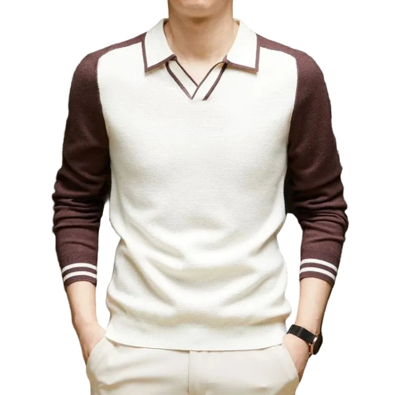 Herren Langarm-Polo-Pullover