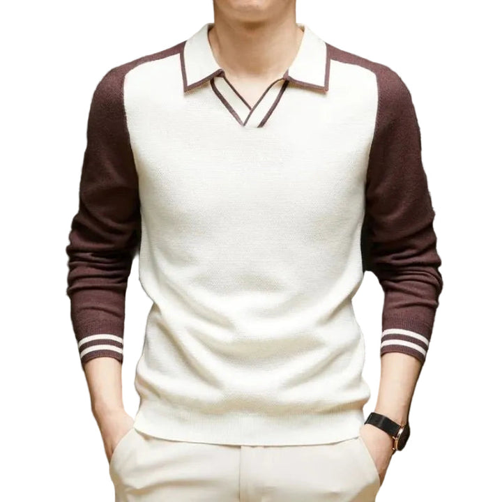 Herren Langarm-Polo-Pullover