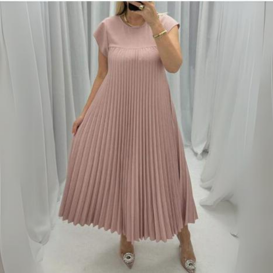 Alexa | Leichtes und Frisches Faltenkleid für Damen mit Rundhalsausschnitt