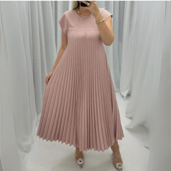 Alexa | Leichtes und Frisches Faltenkleid für Damen mit Rundhalsausschnitt