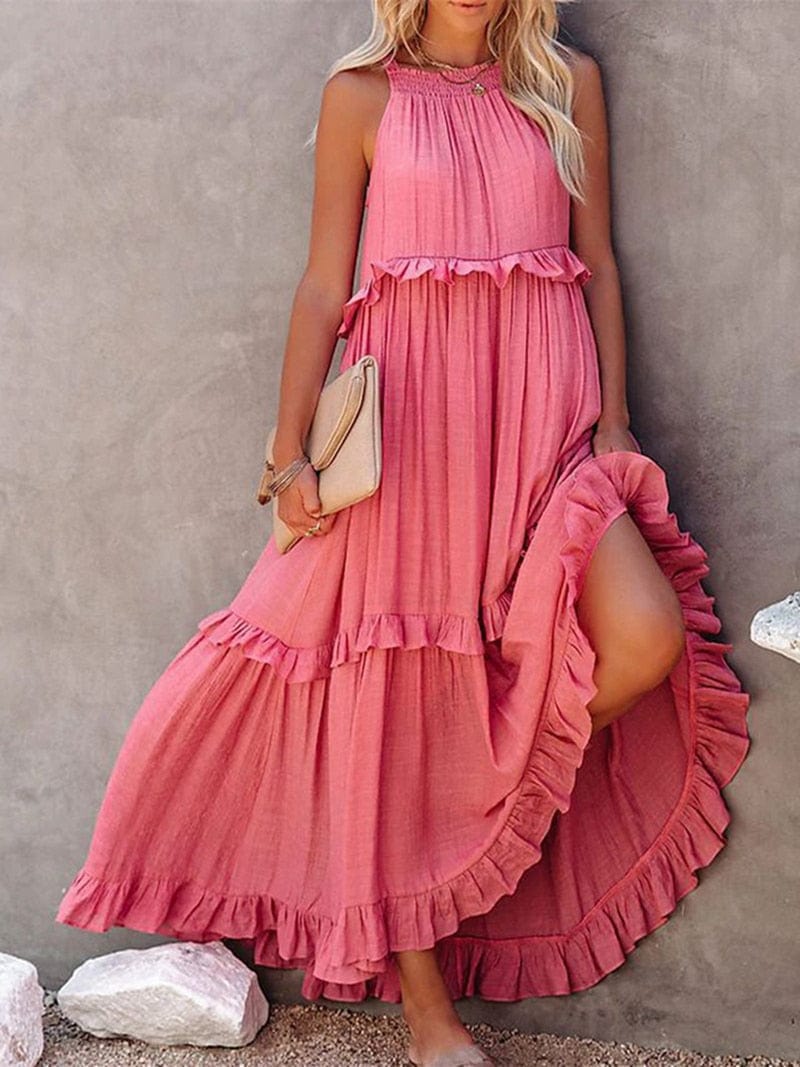 Lara | Rosa Lockere Maxi Kleid