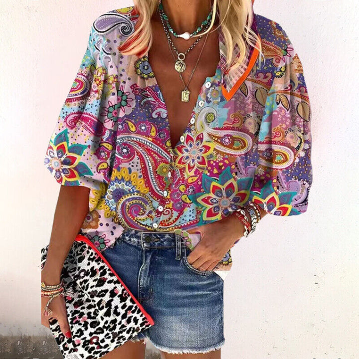 Sina | Blumenmuster-Bluse für Damen mit Knöpfen