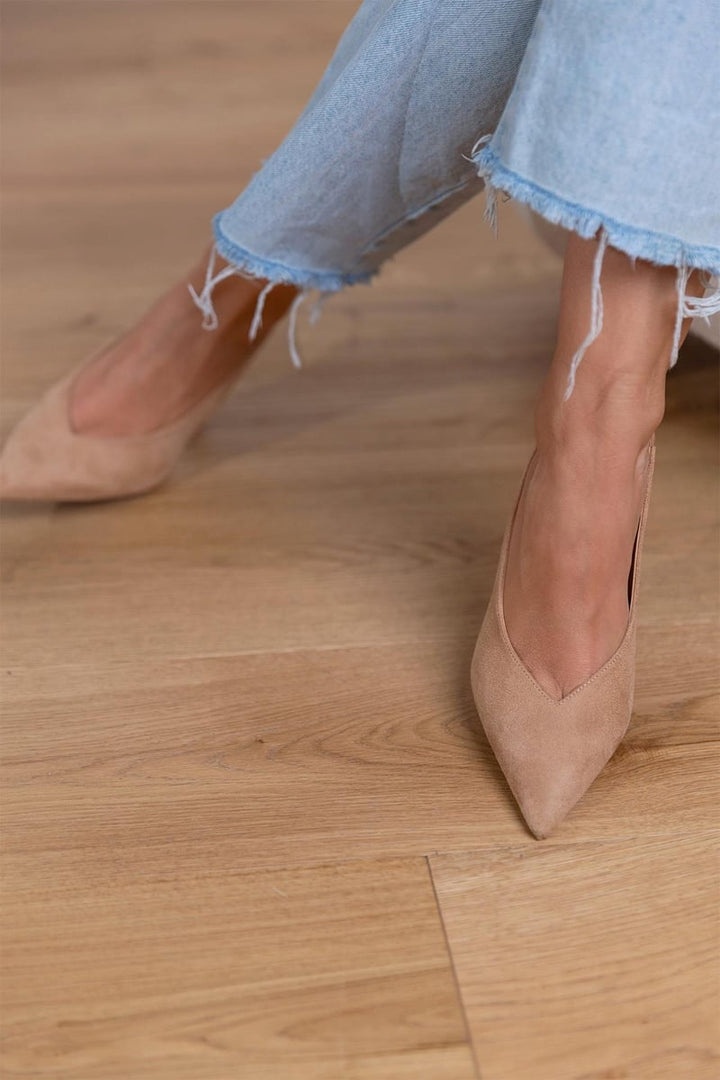 Suede Slingback-Absatzschuhe für Damen
