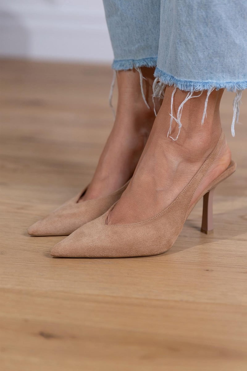 Suede Slingback-Absatzschuhe für Damen