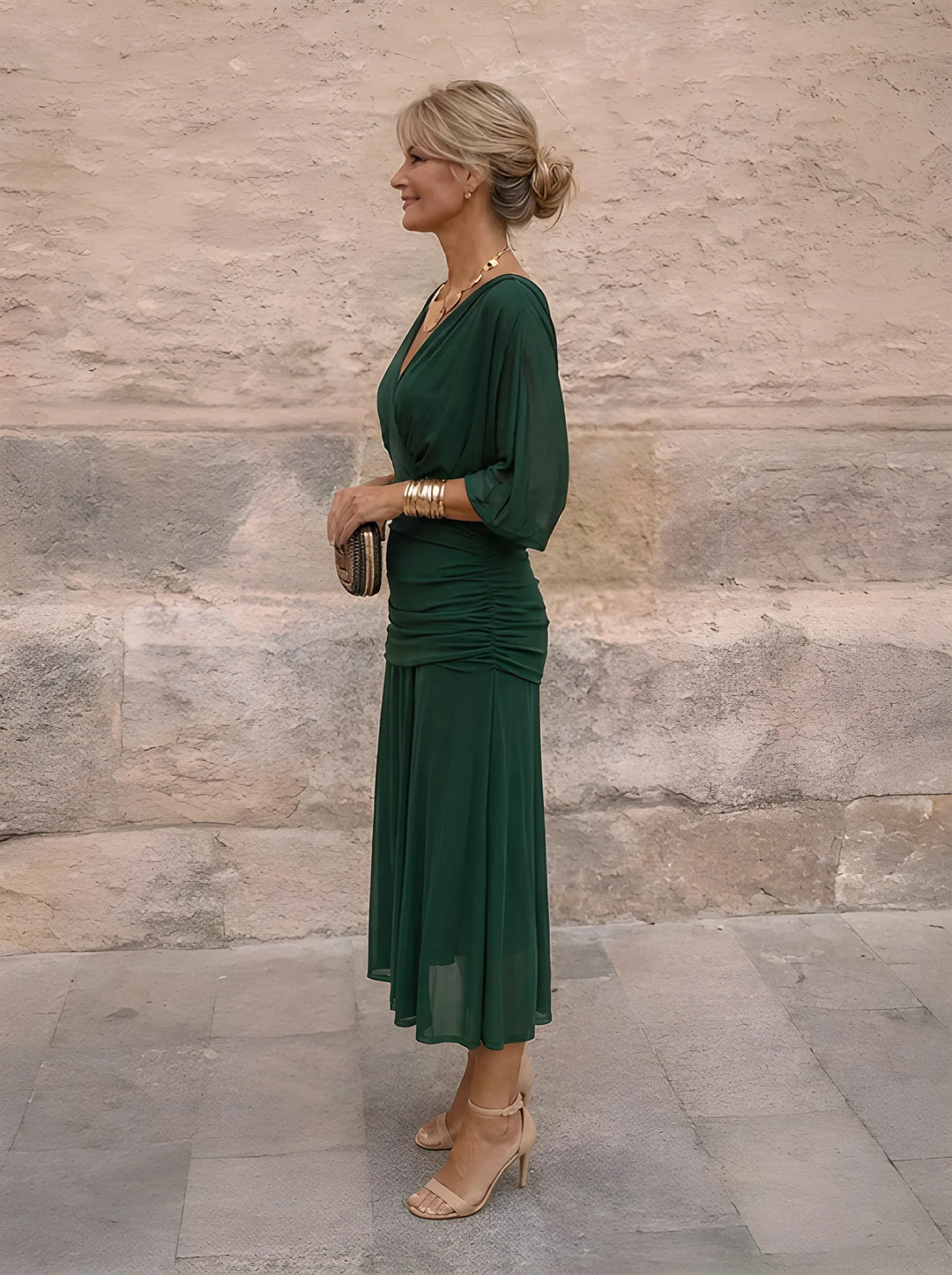 Elegantes Maxikleid für Feste für Damen mit V-Ausschnitt