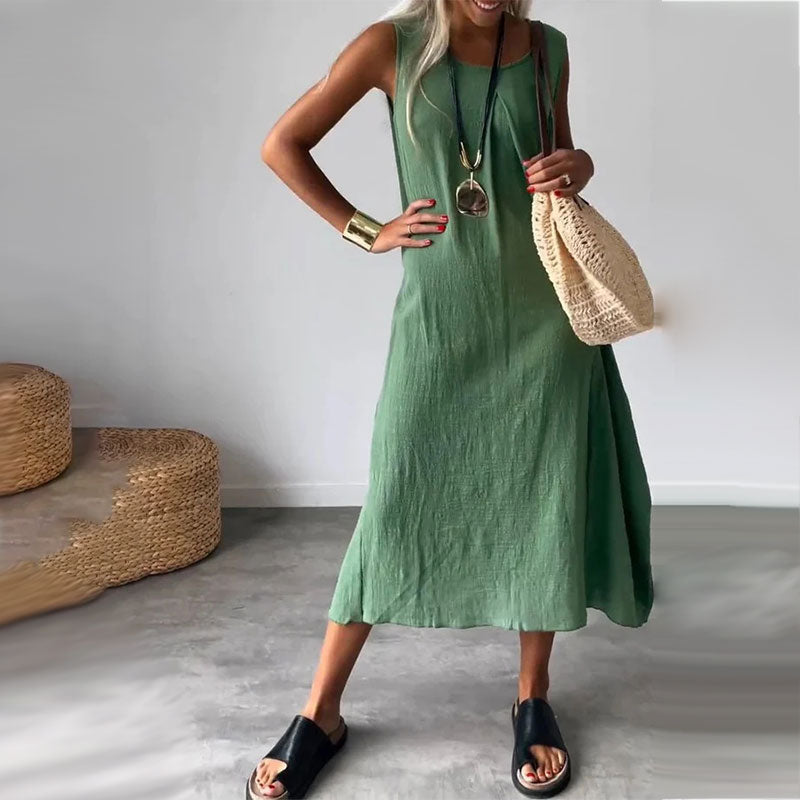 Noemi | Lässiges ärmelloses Midikleid für Damen mit Taschen