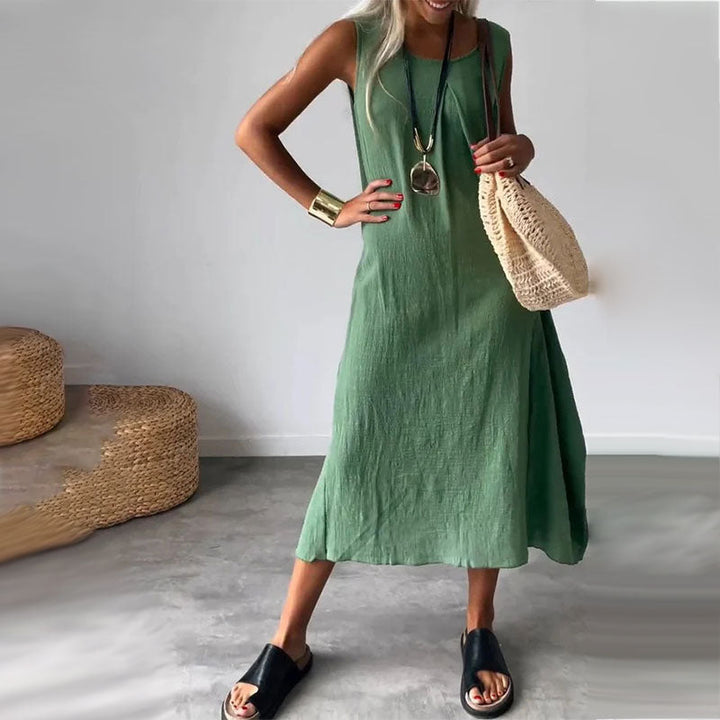 Noemi | Lässiges ärmelloses Midikleid für Damen mit Taschen