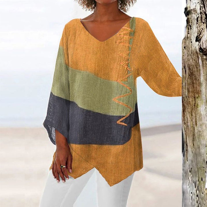 Elaine | Lockere Langarm-Bluse für Damen mit V-Ausschnitt