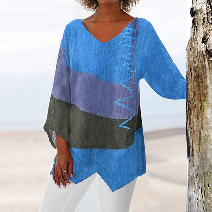Elaine | Lockere Langarm-Bluse für Damen mit V-Ausschnitt