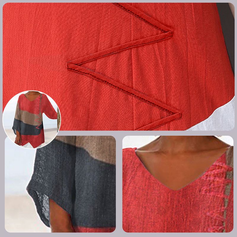 Elaine | Lockere Langarm-Bluse für Damen mit V-Ausschnitt