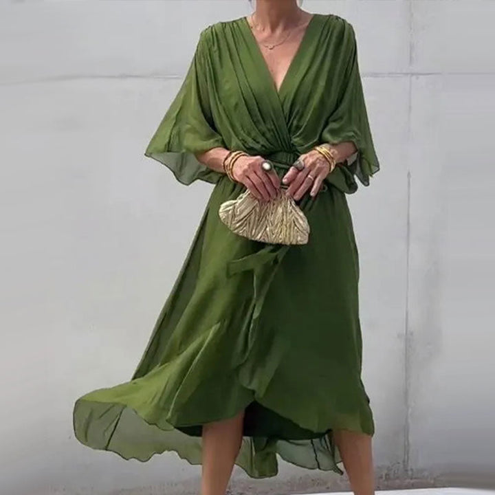 NICOLE | Elegantes Kleid mit V-Ausschnitt und kurzen Ärmeln