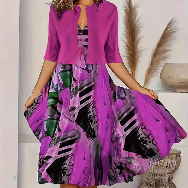 Serelina Chic Geschichtetes Outfit für Damen mit V-Ausschnitt und 3/4-Ärmeln