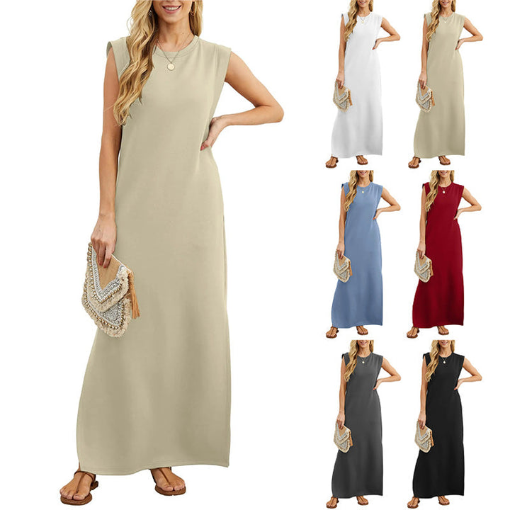 Maliya | Ärmelloses lässiges Maxikleid für Damen mit Rundhalsausschnitt