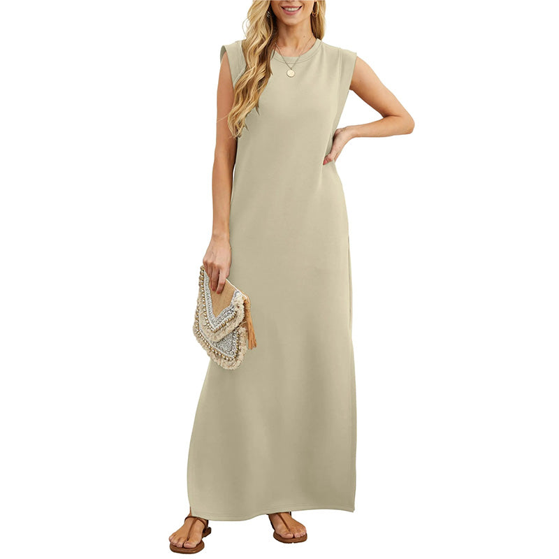 Maliya | Ärmelloses lässiges Maxikleid für Damen mit Rundhalsausschnitt
