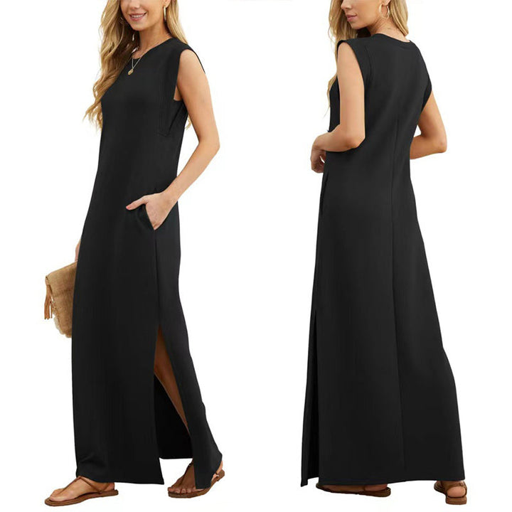 Maliya | Ärmelloses lässiges Maxikleid für Damen mit Rundhalsausschnitt