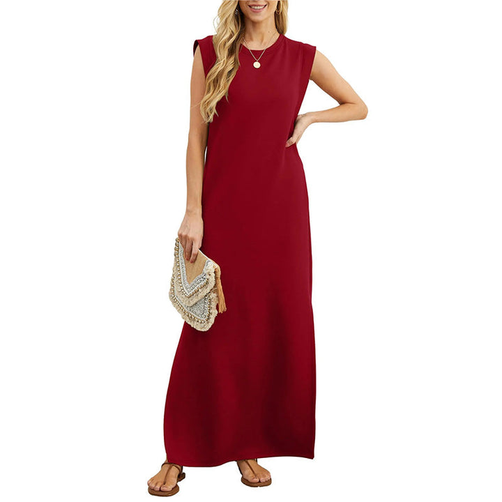 Maliya | Ärmelloses lässiges Maxikleid für Damen mit Rundhalsausschnitt