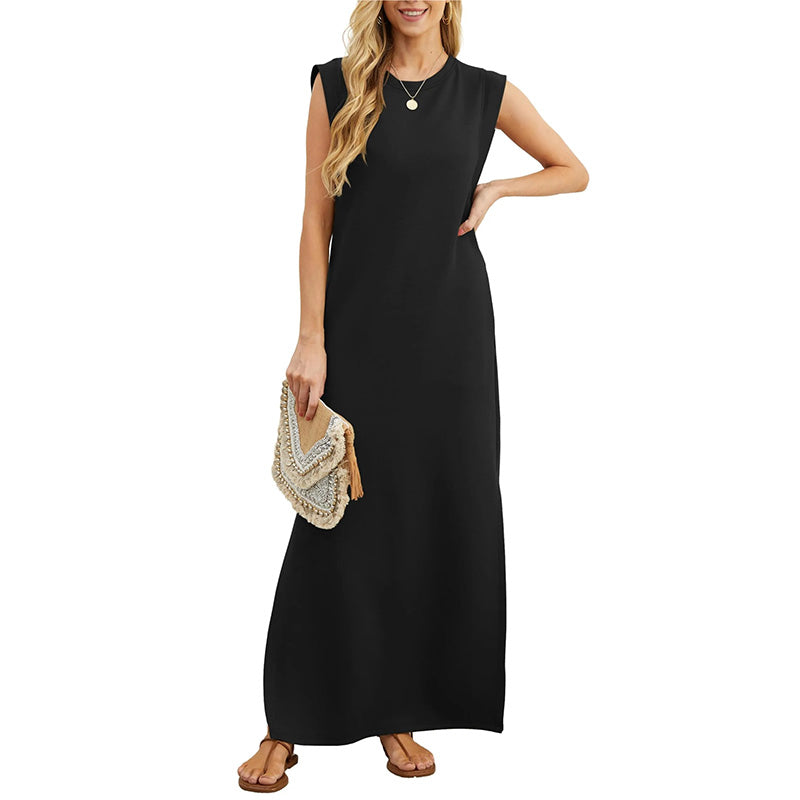 Maliya | Ärmelloses lässiges Maxikleid für Damen mit Rundhalsausschnitt