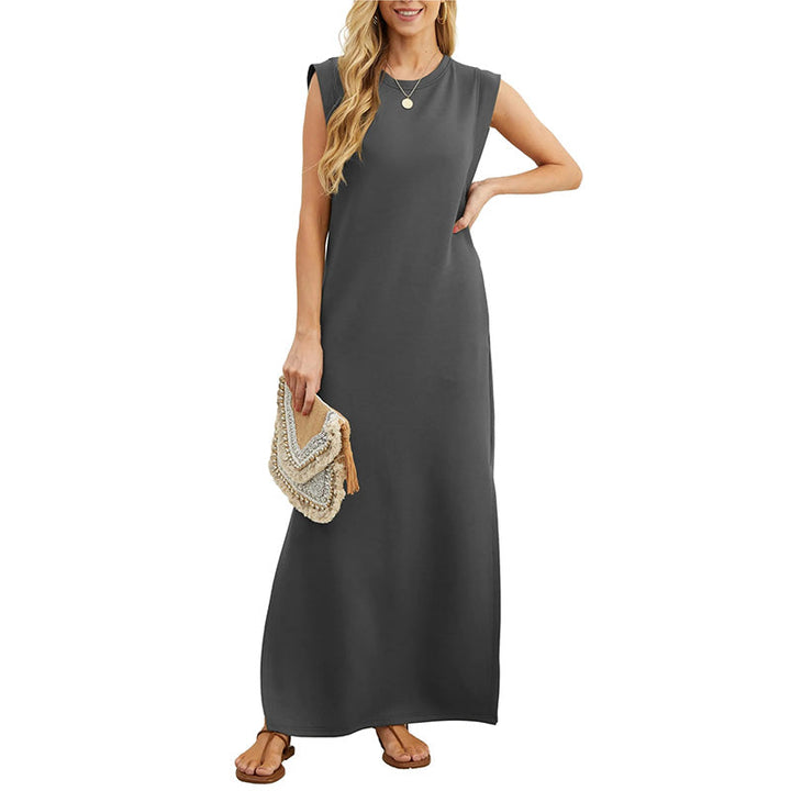 Maliya | Ärmelloses lässiges Maxikleid für Damen mit Rundhalsausschnitt