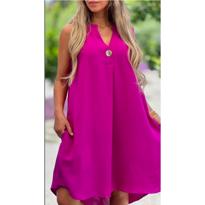 Elsie | Ärmelloses V-Ausschnitt Minikleid für Damen mit Leoparden-Print