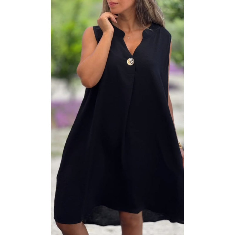 Elsie | Ärmelloses V-Ausschnitt Minikleid für Damen mit Leoparden-Print