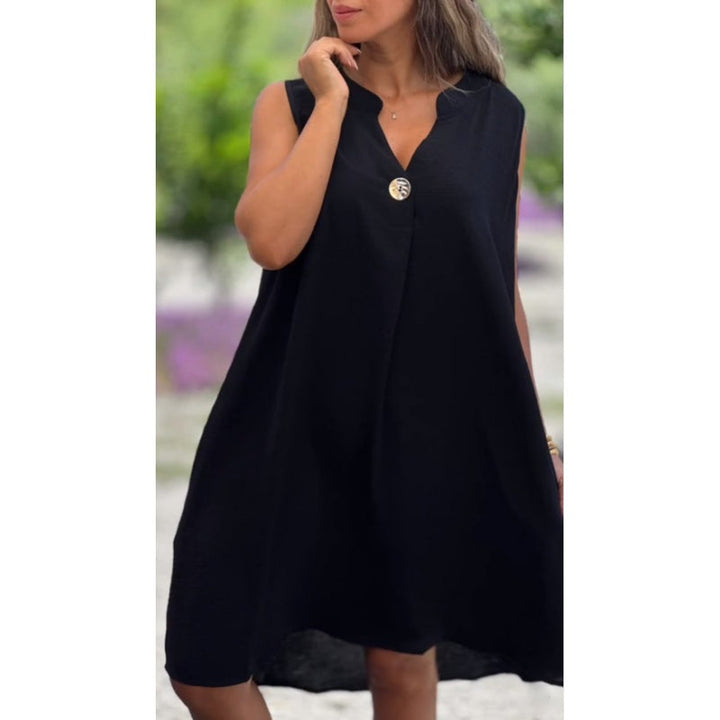 Elsie | Ärmelloses V-Ausschnitt Minikleid für Damen mit Leoparden-Print
