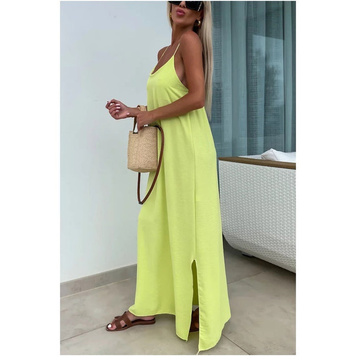 Francesca | Sommerkleid für Damen mit V-Ausschnitt und Spaghettiträgern