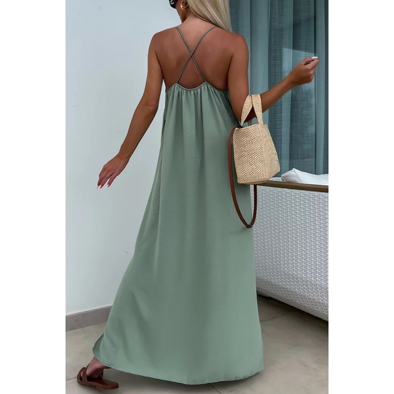 Francesca | Sommerkleid für Damen mit V-Ausschnitt und Spaghettiträgern