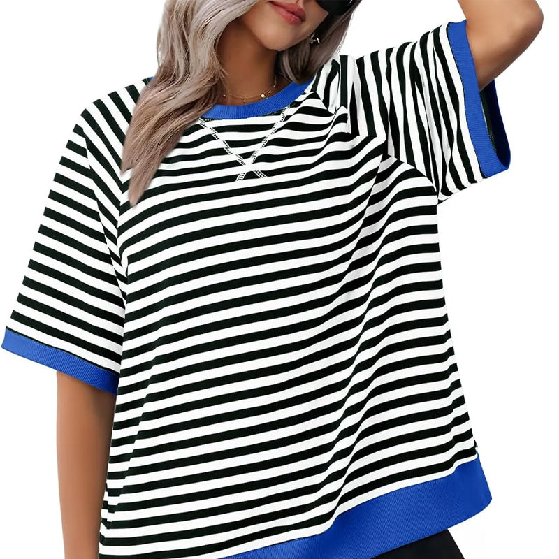 Iolanda | Lässiges Gestreiftes T-Shirt für Damen mit Rundhalsausschnitt