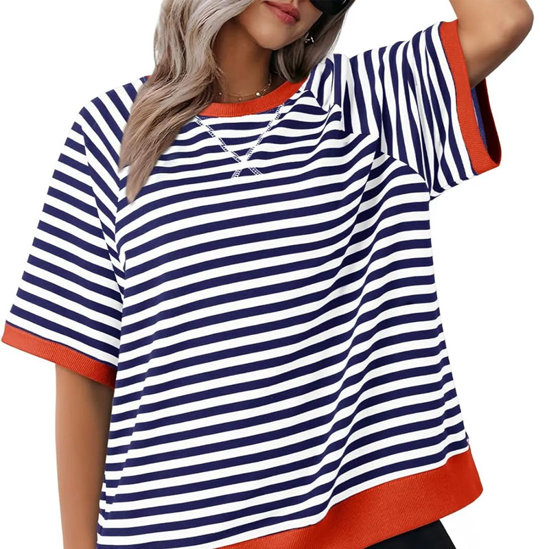 Iolanda | Lässiges Gestreiftes T-Shirt für Damen mit Rundhalsausschnitt