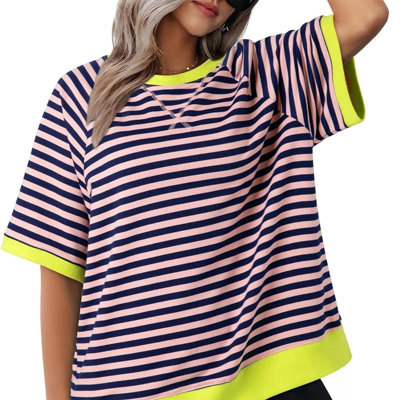 Iolanda | Lässiges Gestreiftes T-Shirt für Damen mit Rundhalsausschnitt