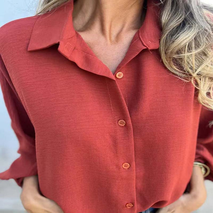Elysa | Elegante Bluse mit Knopfleiste, Rundhalsausschnitt und langen Ärmeln