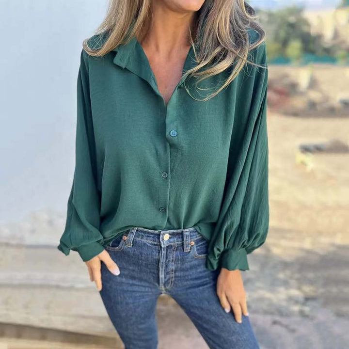 Elysa | Elegante Bluse mit Knopfleiste, Rundhalsausschnitt und langen Ärmeln