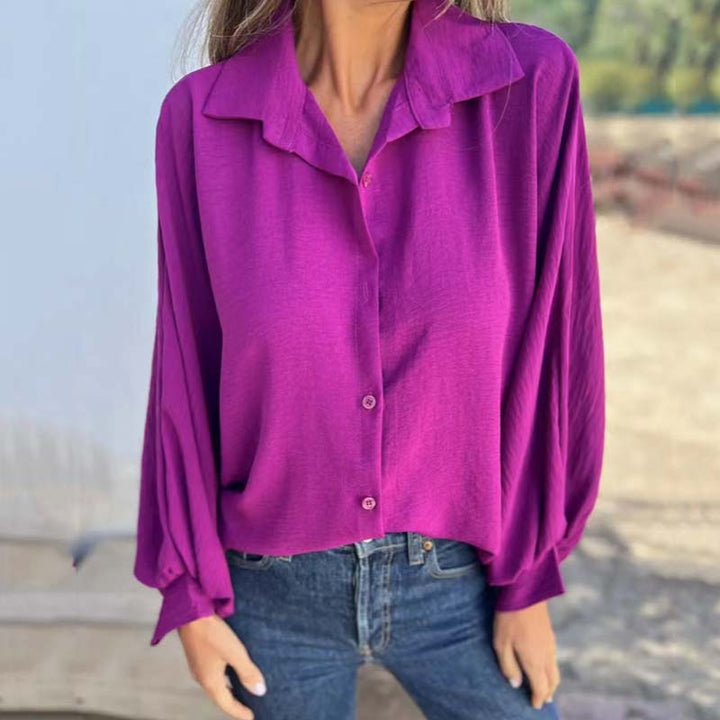 Elysa | Elegante Bluse mit Knopfleiste, Rundhalsausschnitt und langen Ärmeln