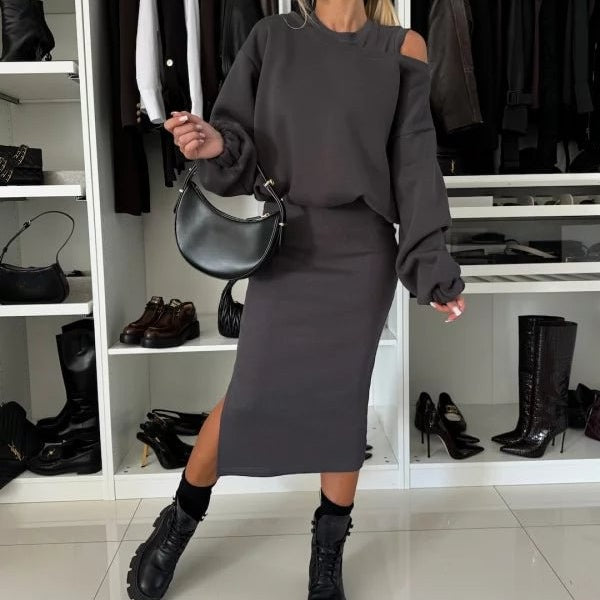 Martina | Sweatshirt und Ärmelloses Kleid für Damen mit Rundhalsausschnitt