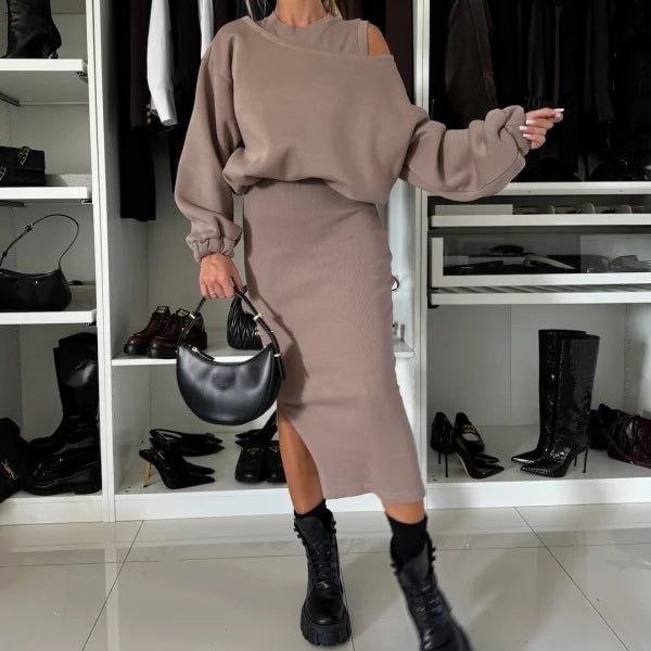 Martina | Sweatshirt und Ärmelloses Kleid für Damen mit Rundhalsausschnitt