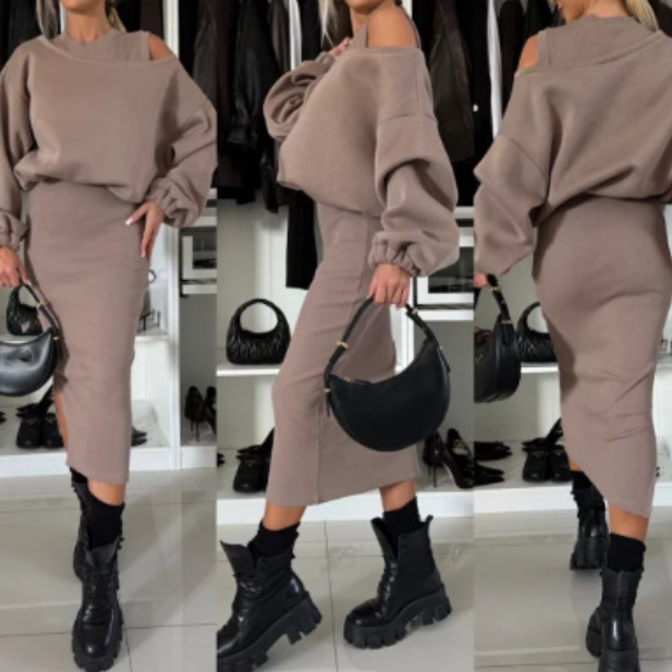 Martina | Sweatshirt und Ärmelloses Kleid für Damen mit Rundhalsausschnitt