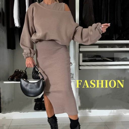 Martina | Sweatshirt und Ärmelloses Kleid für Damen mit Rundhalsausschnitt