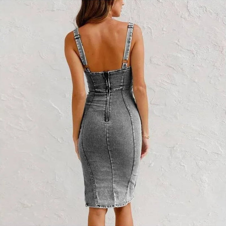 Mona | Denim-Camisole-Minikleid für Damen mit Rundhalsausschnitt