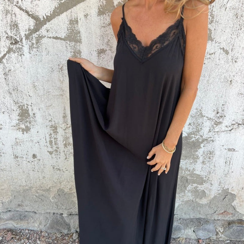 Ria | Elegantes V-Ausschnitt Maxikleid für Damen mit Spaghettiträgern