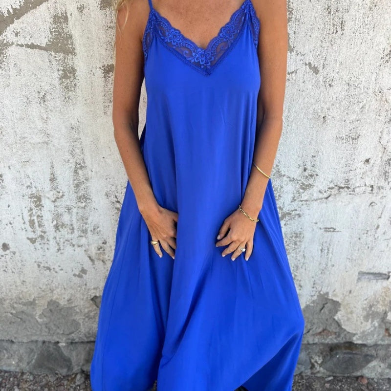 Ria | Elegantes V-Ausschnitt Maxikleid für Damen mit Spaghettiträgern